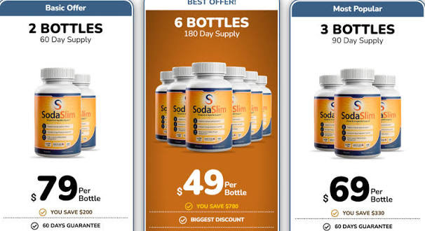 Soda Slim Capsules package options: 2, 3 and 6 bottle offers